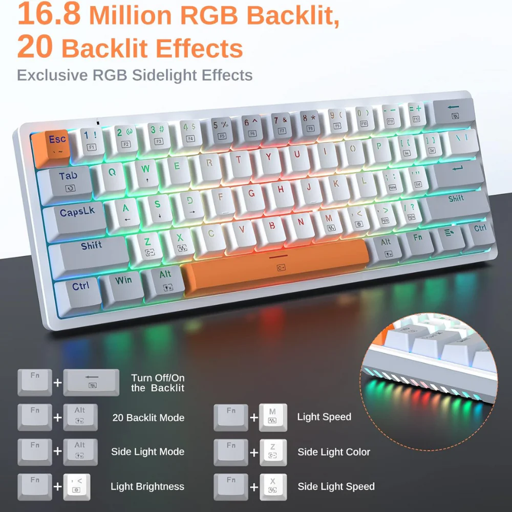 Redragon K642 WHITE GO AKALI 60% RGB Mechanical Keyboard Redragon K642 WHITE GO AKALI 60% RGB Mechanical Keyboard